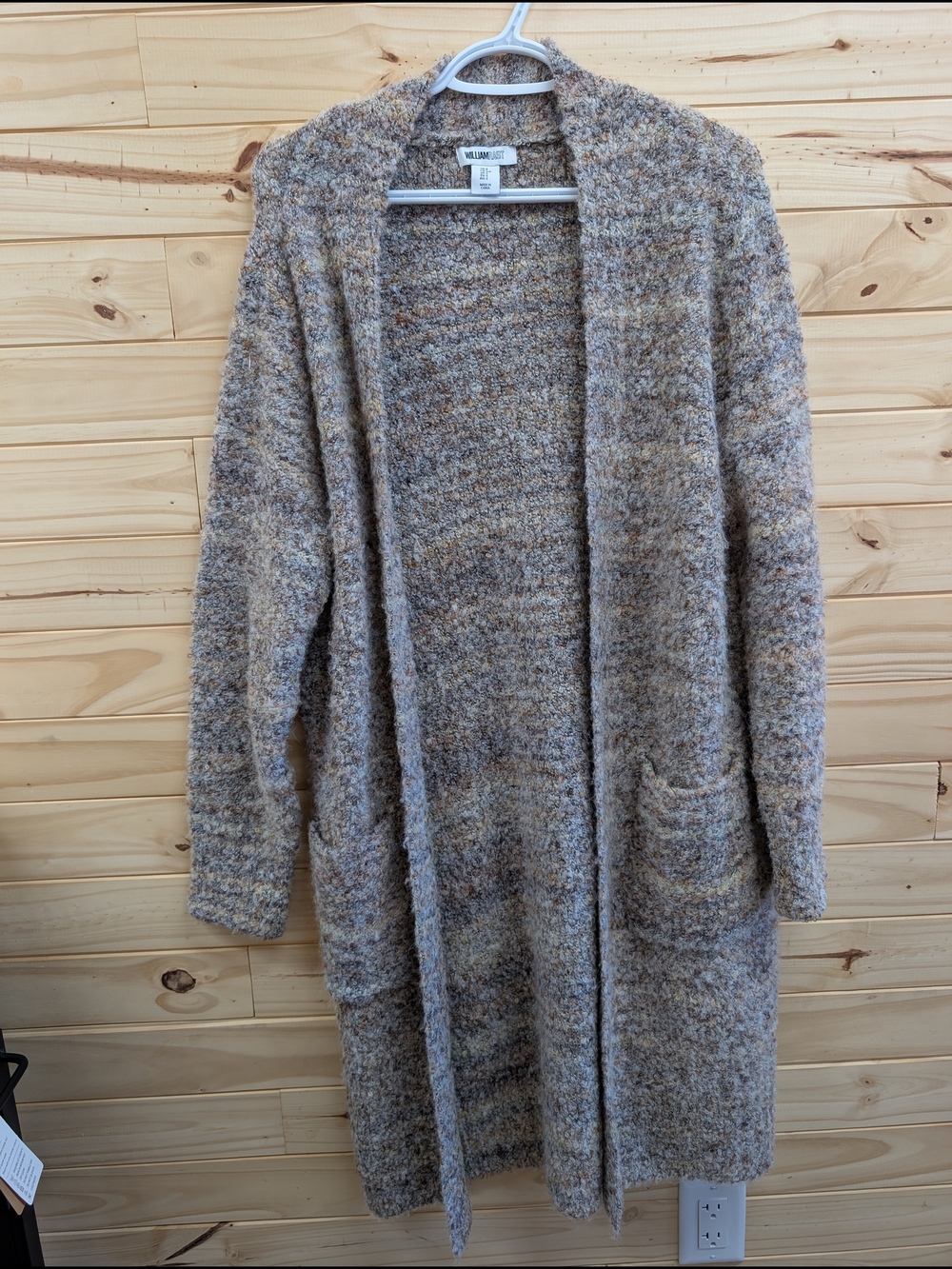 William Rast Multitone Open-Front Long Cardigan - Beige Brown Mix